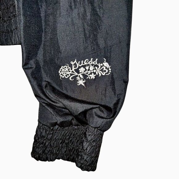 Black GUESS cropped cinched jacket with zipper and pockets - Picture 3 of 4